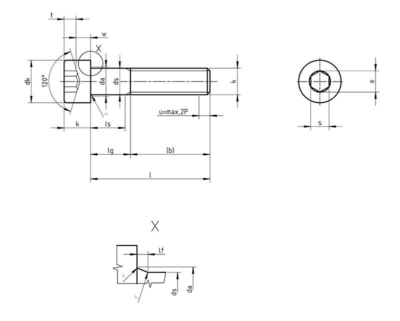 Cylinder Screws With Hexagon Socket DIN 912 8.8 Steel Blank M 3